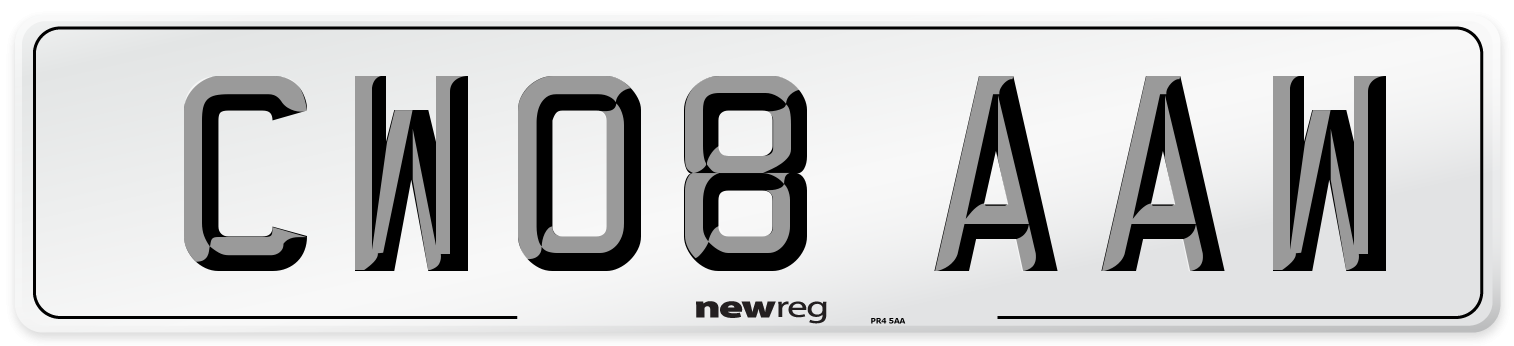 CW08 AAW Number Plate from New Reg